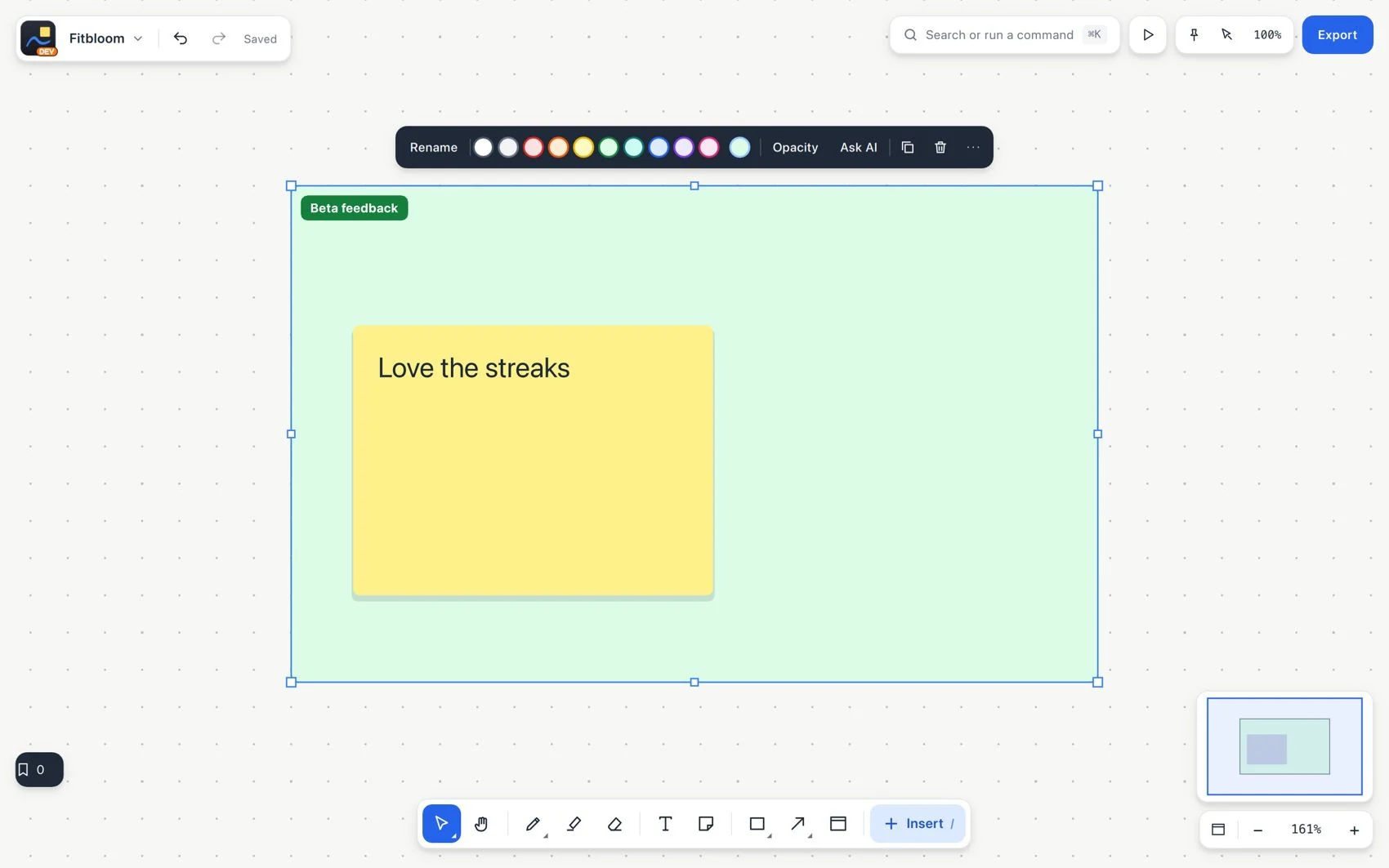 Context bar: section