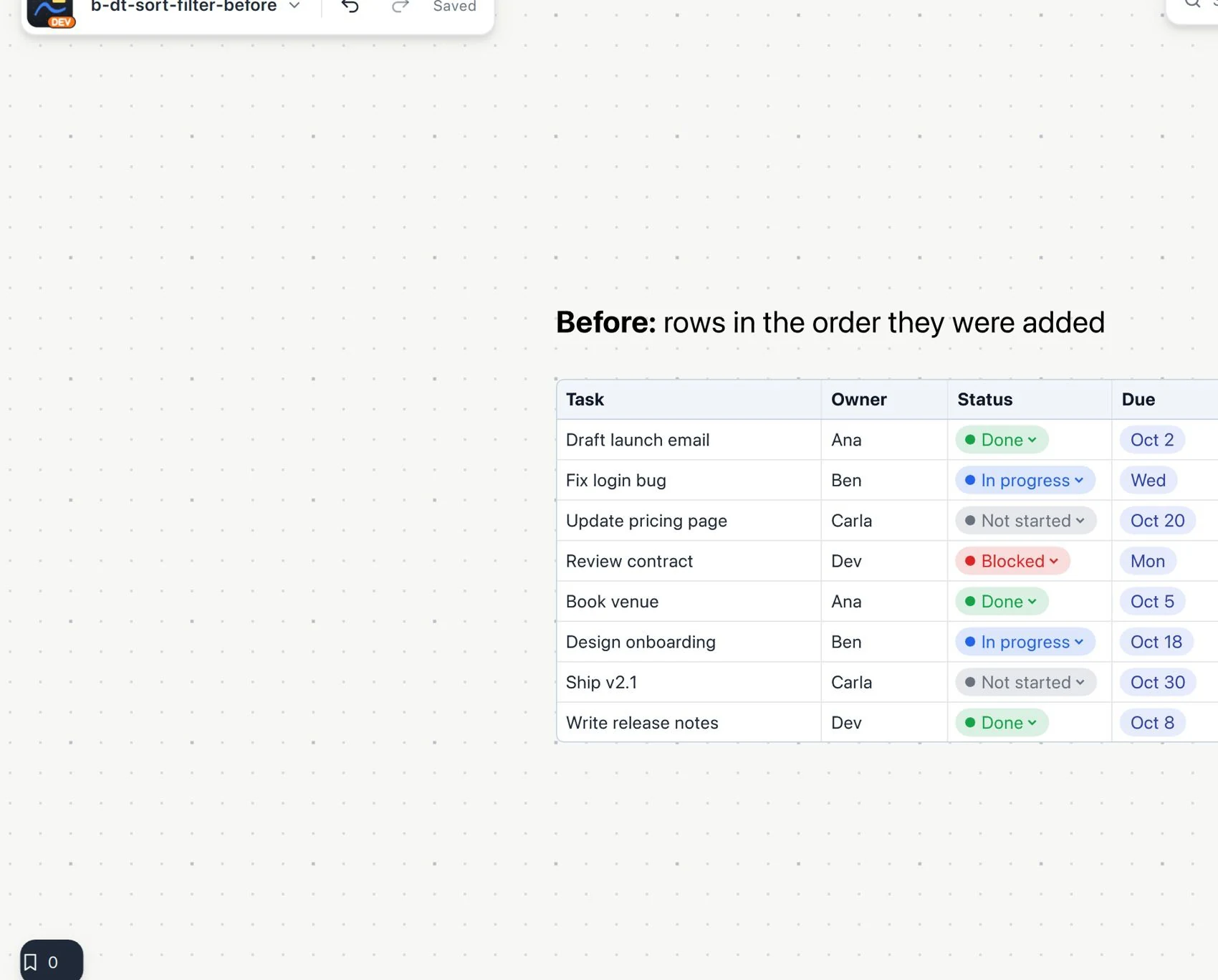 Track progress with column types