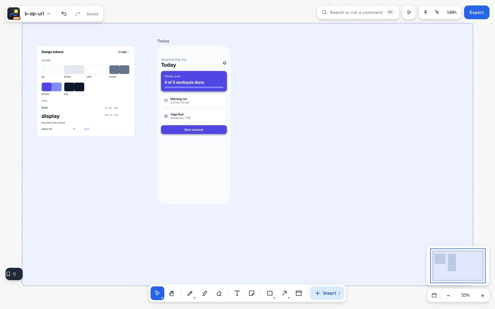Interface design frames