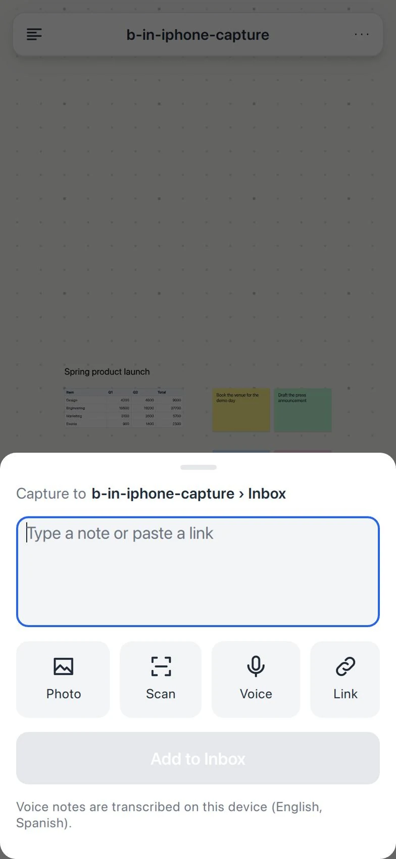 Captura rápida en iPhone