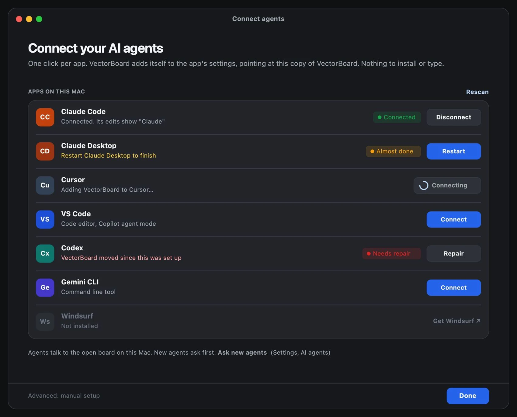Agent connections