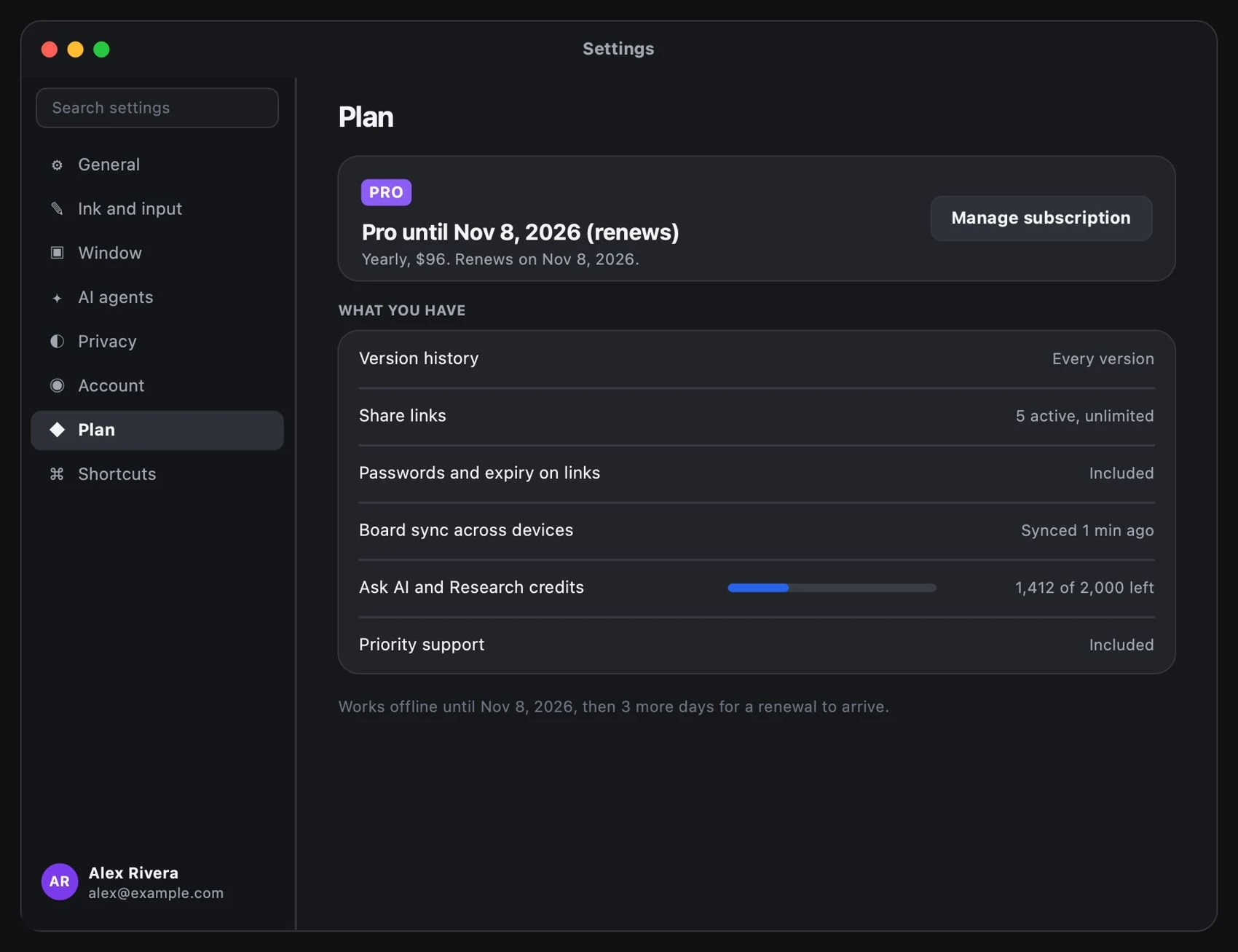 Configuración del plan